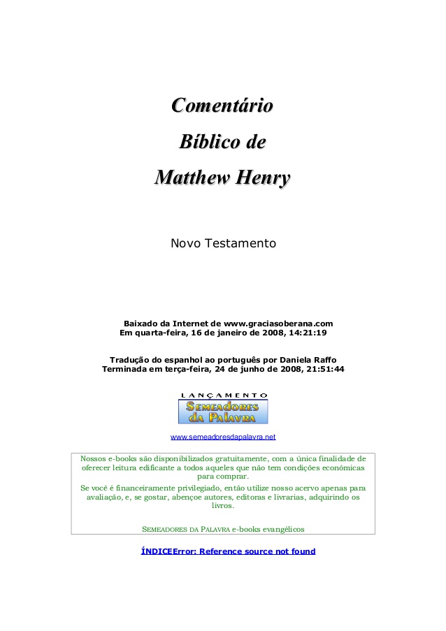 Comentario Biblia Matthew Henry Completo Pdf To Excel
